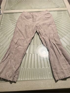 LOFT Light Taupe Wide-Leg Linen-Blend Pants
